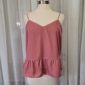J Crew Pink Velvet Ruffled Camisole Size 12